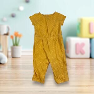 Old Navy Yellow Printed Short-Sleeve Jersey Jumpsuit for Baby 6-12 Months